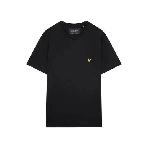 T-shirt homme Lyle and Scott en coton noir, manches courtes, avec logo oiseau brodé doré sur la poitrine gauche