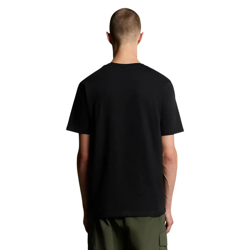 T-shirt homme Lyle and Scott en coton noir, manches courtes, col rond, style décontracté, couleur unie
