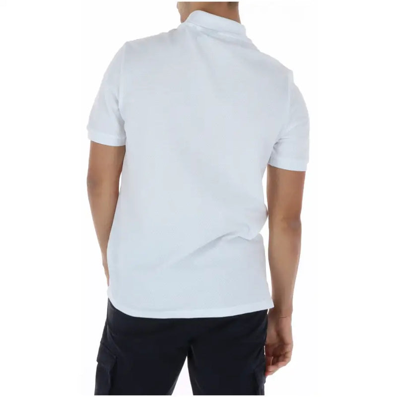 Polo homme Lyle Scott blanc à manches courtes en coton et élasthanne, col classique et tissu légèrement texturé.