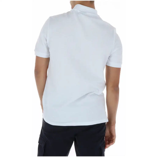 Polo homme Lyle Scott blanc à manches courtes en coton et élasthanne, col classique et tissu légèrement texturé.
