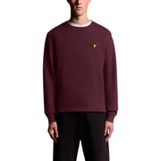 Sweat-shirt homme Lyle and Scott bleu en coton, col rond bordeaux avec intérieur blanc et logo oiseau jaune
