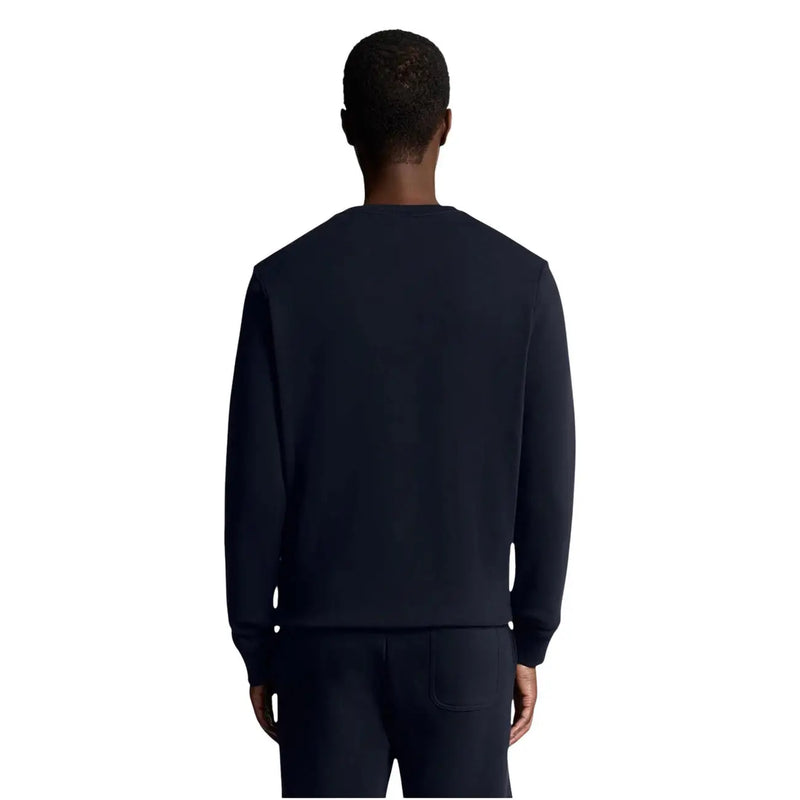 Sweat-shirt bleu marine à manches longues et col rond en coton pour homme de la marque Lyle and Scott, idéal pour une tenue décontractée.