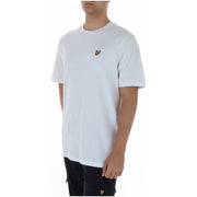 Lyle & Scott T-shirt homme blanc en coton, col rond, avec un petit logo oiseau jaune sur la poitrine