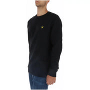 Lyle & Scott Sweat-shirt noir en coton pour homme, manches longues, avec un petit logo d'oiseau jaune sur la poitrine gauche.