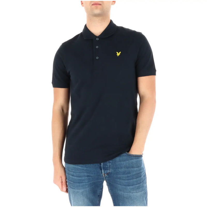 Lyle & Scott Polo noir pour homme orné d'un logo oiseau jaune sur la poitrine, confectionné dans un tissu doux et respirant.