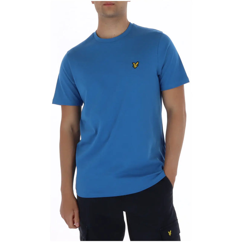 Lyle & Scott T-shirt bleu à manches courtes et col rond pour homme t-shirt avec un petit logo d'oiseau jaune sur la poitrine
