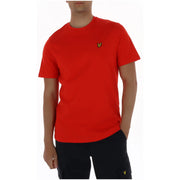 Lyle & Scott men’s bright red short-sleeved t-shirt with embroidered yellow bird logo on left chest