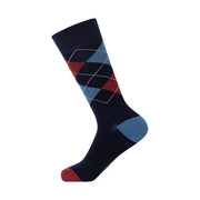 Chaussettes en coton bleu marine à losanges rouges et bleu clair bordés de blanc, assorties aux sous-vêtements pour hommes Lyle & Scott