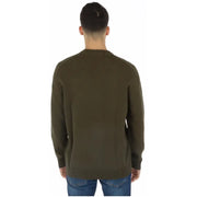 Lyle & Scott men’s olive green crewneck cotton sweater with ribbed cuffs and hem for casual wear