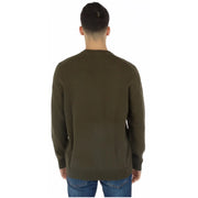 Lyle & Scott men’s olive green crewneck cotton sweater with ribbed cuffs and hem for casual wear