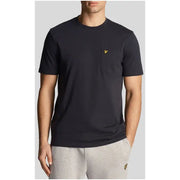 Lyle & Scott Men T-Shirt: Black with Small Yellow Logo on Chest Pocket