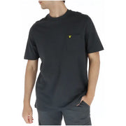 Lyle & Scott men’s t-shirt featuring a man in black with yellow logo on chest