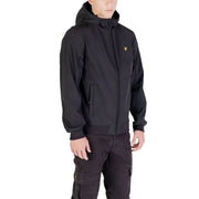 Lyle & Scott Veste softshell noire pour homme avec logo oiseau doré sur la poitrine gauche, vue de face