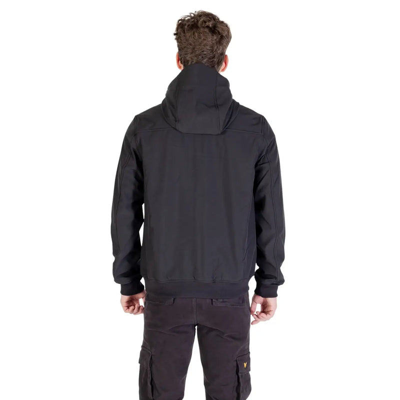 Lyle & Scott Veste softshell noire pour homme, à capuche et coutures discrètes, vue de face