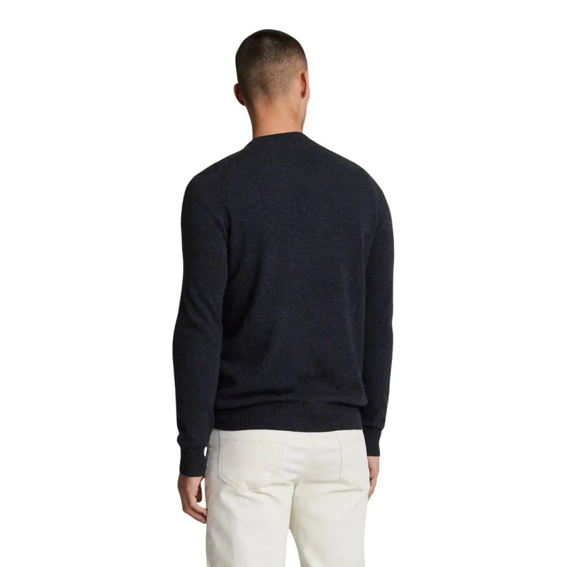 Pull en laine Lyle and Scott pour homme, noir, à maille fine, vue de face