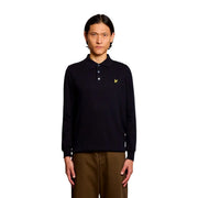 Lyle & Scott Pull en laine et coton mérinos noir pour homme, orné d'un logo oiseau jaune sur la poitrine (vue de face).