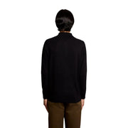 Lyle & Scott Pull en laine et coton mérinos noir pour homme, col classique et coupe ajustée. Vue de face.