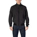 Man in a black bomber jacket paired with jeans for stylish casual wear