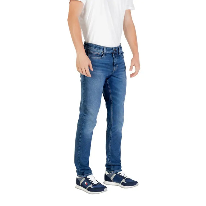 Man wearing Men’s Blue Denim Jeans showcasing slim fit casual wear