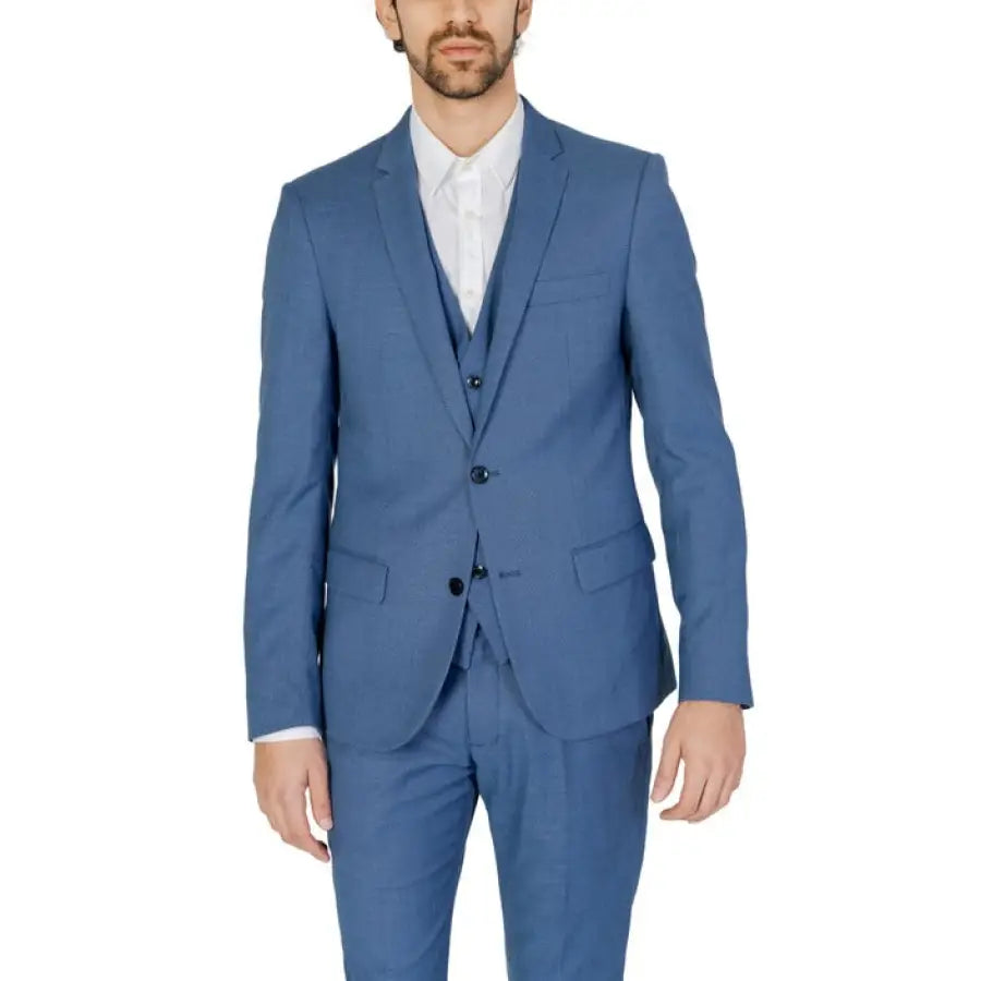 
                      
                        Antony Morato Men Blazer for spring summer, man in blue suit
                      
                    