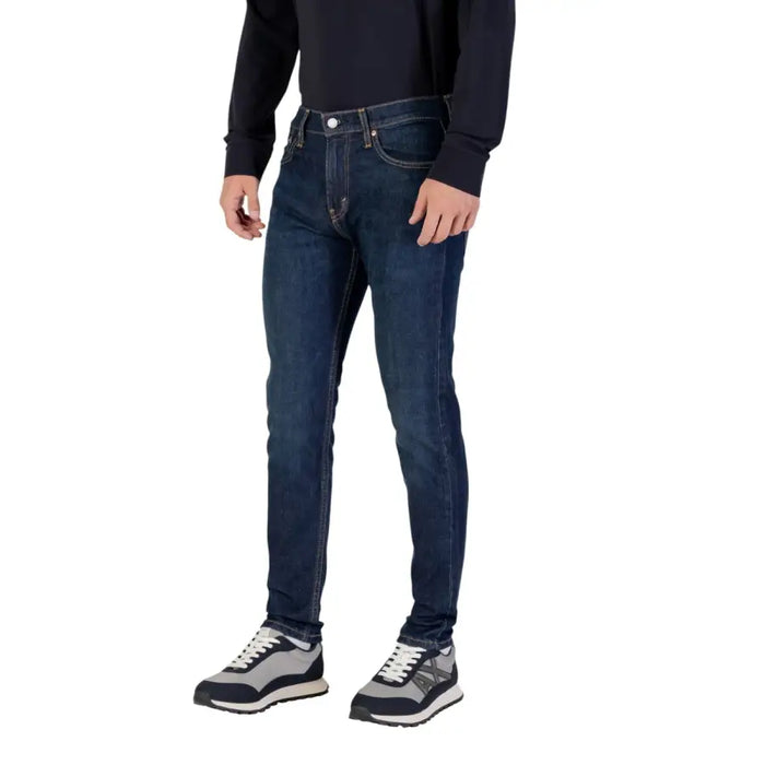 Man wearing dark wash denim jeans from Mens Dark Wash Denim Jeans collection