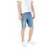 Man wearing denim shorts and white sneakers showcasing Men’s Denim Shorts and White Sneakers