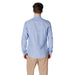 Man in light blue Gianni Lupo shirt with mandarin collar and striped pants