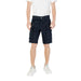 Man wearing navy blue men’s cargo shorts displayed in the product image
