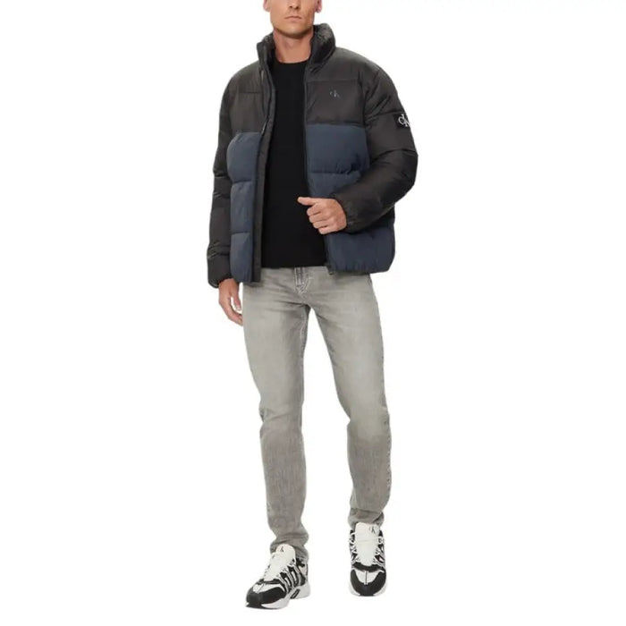 Man in a stylish Two Tone Puffer Jacket showcasing modern outerwear fashion