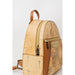 Map-patterned backpack with leather straps and brown accents for stylish urban use