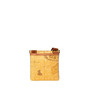 Map-patterned crossbody bag displayed, showcasing stylish and functional accessory design