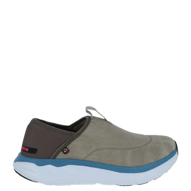 Olive green canvas slip-on sneaker with blue and white rubber sole from mares men slip-on grey sneakers collection