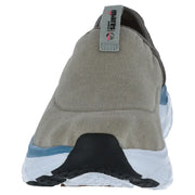 Mares men slip-on grey sneakers sporty comfortable beige canvas with white black rubber sole and light blue accents