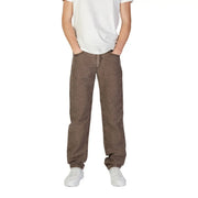 Brown cotton linen relaxed fit denim jeans with classic five-pocket design for fall winter by marlboro classics