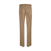 MaxMara beige wool straight-leg trousers for women
