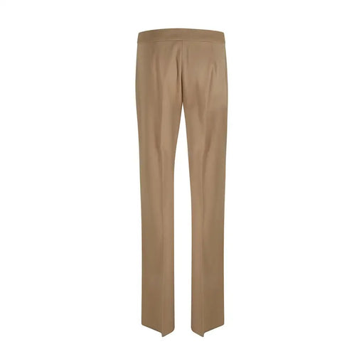 MaxMara beige wool straight-leg trousers for women