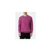 Pull Mc2 Saint Barth pour homme en maille d'alpaga fuchsia, col rond texturé, poignets et ourlet côtelés.
