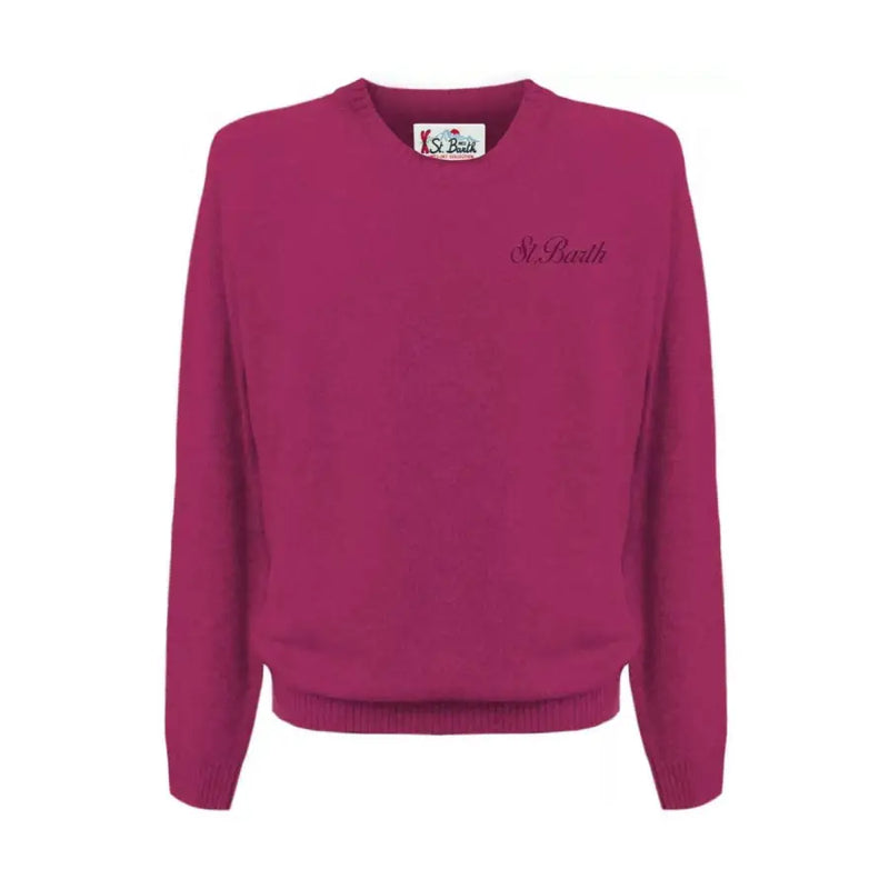 Pull à col rond en maille d'alpaga magenta pour homme de la marque Mc2 Saint Barth, couleur fuchsia.