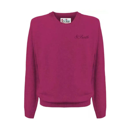 Pull à col rond en maille d'alpaga magenta pour homme de la marque Mc2 Saint Barth, couleur fuchsia.
