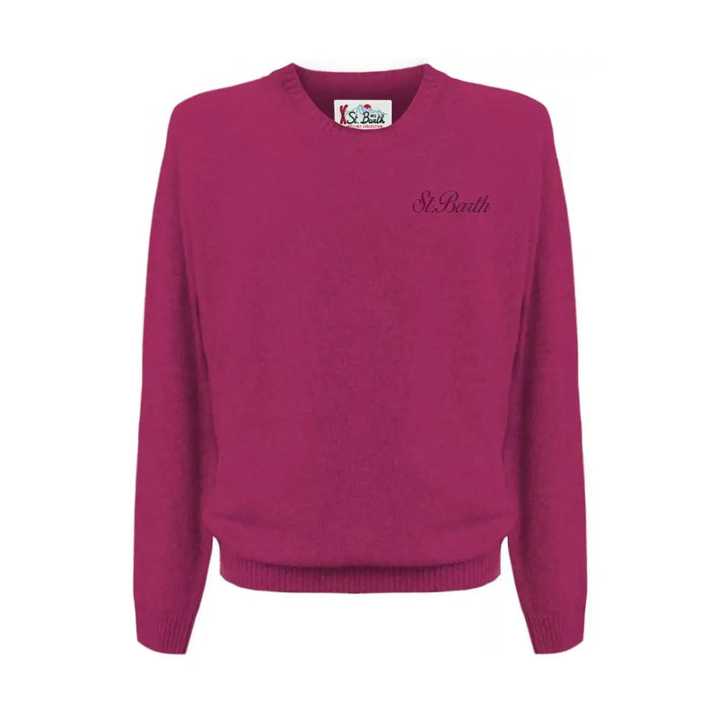 A magenta alpaca knitwear round neck sweater for men by Mc2 Saint Barth in fuchsia color