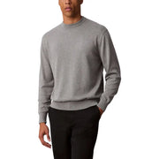 Pull à manches longues pour homme, gris chiné, col rond, poignets et ourlet côtelés, en tissu doux et respirant.