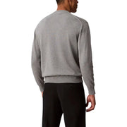 Pull gris à manches longues pour homme, en maille gris chiné, avec poignets et ourlet côtelés, idéal pour un style décontracté.
