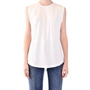 Michael Kors white cotton sleeveless tank top for women with a round neckline and relaxed fit