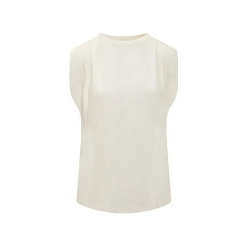 Michael Kors cream-colored womens sleeveless tank top with pleated shoulders