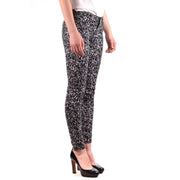 Jean skinny noir en coton stretch pour femme Michael Kors, taille haute, imprimé léopard