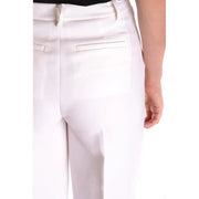 Pantalon blanc stretch taille haute pour femme Michael Kors, fermeture éclair et boutons, finitions soignées.