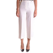 Pantalon court blanc taille haute pour femme Michael Kors, coupe ajustée et élégante, avec fermeture éclair et bouton.