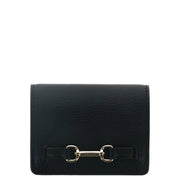 Portefeuille femme Michael Kors en cuir noir avec fermoir mors doré et boutons de poche, 10,5 x 8 x 3 cm