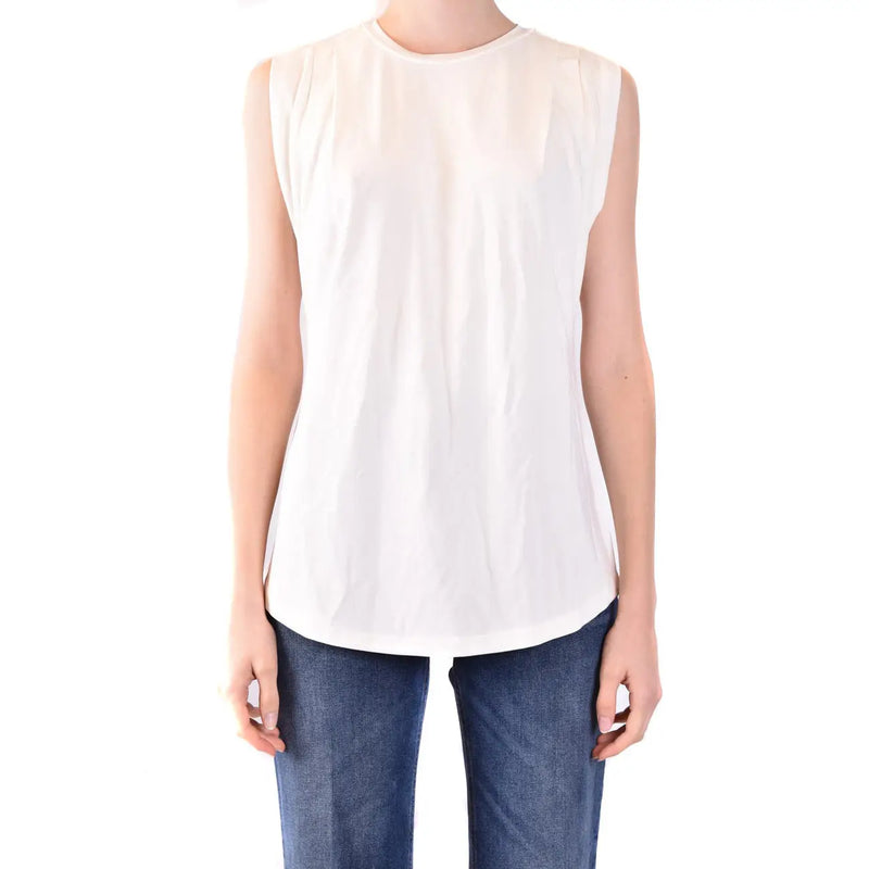 Débardeur blanc sans manches en coton pour femme Michael Kors top avec une encolure ronde et une coupe décontractée