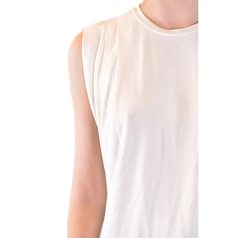Débardeur blanc sans manches en coton pour femme Michael Kors top avec un tissu fluide et doux et de subtils plis aux épaules